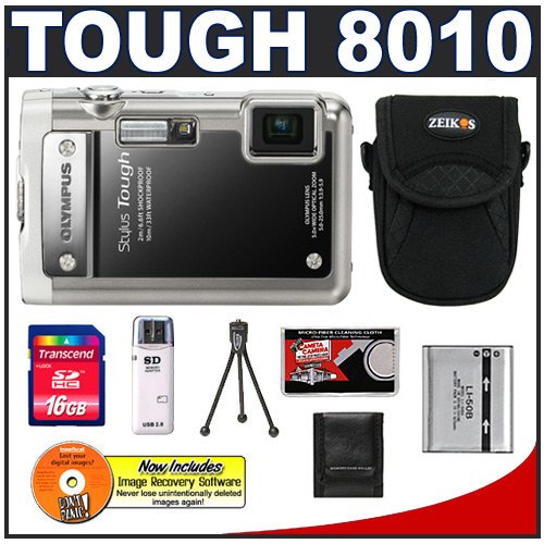 Olympus Stylus Tough 8010 Shockproof & Waterproof Digital Camera (Black) + 16GB Card + Case + LI-50B Battery + Accessory Kit