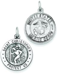 St. Silver US Marine Corps Emblem St Christopher Charm