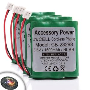 4-Pack Premium truCELL High-Capacity Cordless Phone Replacement Battery for AT&T 2414, Radio Shack 23-298 , V-Tech 80-5071-00 and MORE!