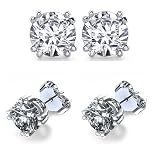 Double Prong .925 Cubic Zirconia Stud Earrings Set in Basket Settings, 2.00 Carat Total Total Weight, 1.00 Carat Each White Cubic Zirconia Stone. Includes Gifts Packaging At No Extra Cost!