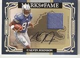 2007 Playoff Absolute Memorabilia Marks of Fame Materials Autographs #44 Calvin Johnson AU - Detroit Lions - Autographed Rookie Insert Football Card (Piece of Authentic Jersey Swatch - Serial #d to 30)