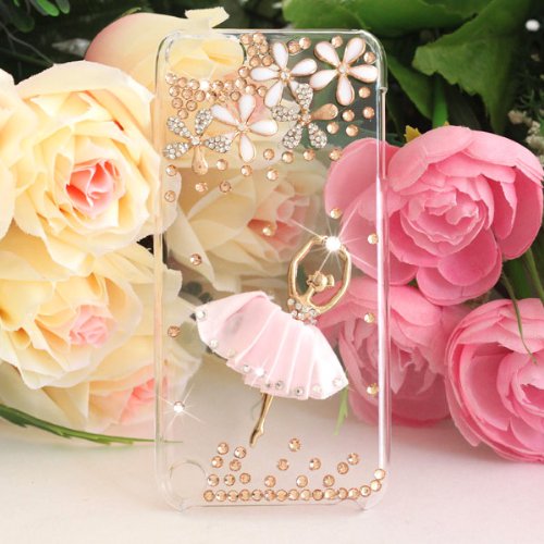 OOOUSE Pink Ballet Dancer Bling Diamond Hard Back Case For Apple iPod touch 5th 5 Gen 5Gen