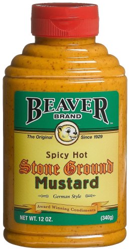 Beaver Brand Spicy Hot Stone Ground Mustard, 12-Ounce Squeezable Bottles (Pack of 6)