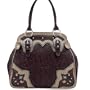 Lou-Ella Petticoats & Pistols Collection Designer Large Zip Top Frame Bag in Chocolate and Gold