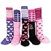 KF Baby Girl Non-Skid Stitched Ribbon Calf Socks [Set of 5 Pairs], 6 - 18 Months
