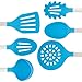 Culinary Couture 6-Piece Stainless Steel & Silicone Kitchen Utensils Set, Silicone Cooking Utensils, Heat Resistant Kitchen Cooking Utensils Set, Includes a Bonus Recipe E-Book, Light Blue