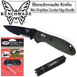 Benchmade 556SBKOD Mini-Griptilian Combo Edge Olive Folding Knife With Knife Sharpener And Mini LED Flashlight