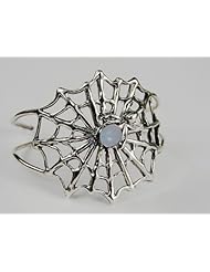 An Impressive Sterling Silver Spider Web Bracelet Accented with Genuine Blue Lace