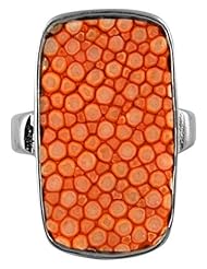 Orange Finger Ring - Genuine Stingray Skin Leather