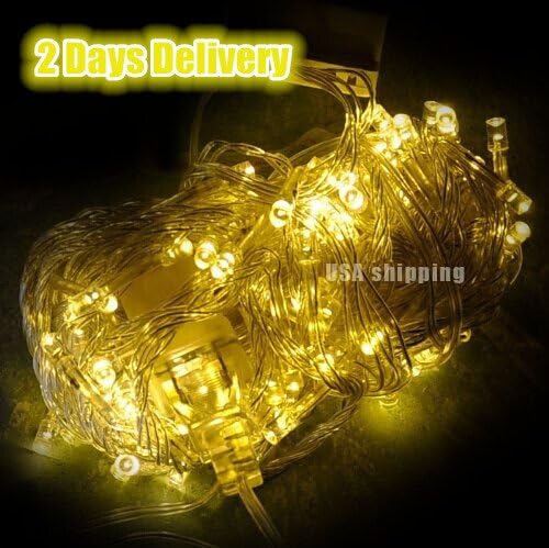 2 Days Delivery 4Pcs 8 Modes 10M 100 LED String Fairy Light for Wedding Christmas Party Holiday (Warm White, 4 Pcs)