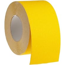 Brady 60' Length, 4" Width, B-916 Grit-Coated Polyester Tape, Safety Yellow Color Anti-Skid Tape Roll Mounted