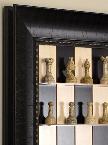 Stone Chess pieces included on Black Maple Straight Up Chess Vertical Chess board