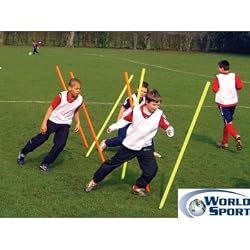 World Sport Set of 6 Two Piece Orange Coaching Sticks with Bag