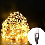 Juzihao USB端子ストリングライト　10メートル100電球　キラキラしているLEDライト　祝日、クリスマス、結婚式、ガーデン、パーティー、室内などに雰囲気付きの飾りライト(ウォームホワイト)