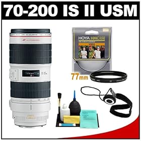 Canon EF 70-200mm f/2.8 L IS II USM Zoom Lens + Hoya UV Filter + Accessory Kit for EOS 60D, 7D, 5D Mark II III, Rebel T3, T3i, T4i Digital SLR Cameras