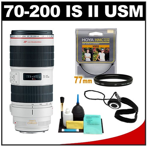 Canon EF 70-200mm f/2.8 IS II USM Zoom Lens + Hoya UV Filter + Accessory Kit for EOS 30D, 40D, 50D, 5D Mark II, 7D, Rebel XS, XSi, XT, XTi, T1i & T2i Digital SLR Cameras Canon EF 70-200mm f/2.8 IS II USM Zoom Lens + Hoya UV Filter + Accessory Kit for EOS 30D, 40D, 50D, 5D Mark II, 7D, Rebel XS, XSi, XT, XTi, T1i & T2i Digital SLR Cameras