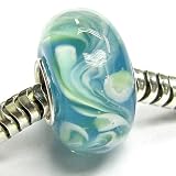 Sterling Silver Murano Green Lampwork Glass Bead For Pandora European Story Charm Bracelets 13mm
