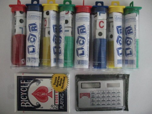 8 Sets LCR Plus Deck Bicycle Playing Cards Plus Bicycle Solar Powered Calculator Family Game Night
