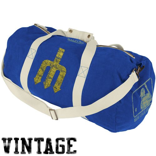 Mitchell & Ness Seattle Mariners Royal Blue Vintage Canvas Duffel Bag