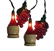 Set of 10 Tuscan Winery Grape & Wine Bottle Patio Christmas Lights - Green Wire
