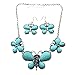 Qiyun (TM) Graduated Butterfly Turquoise Blue Tibet Silver Bib Necklace Earrings Set
