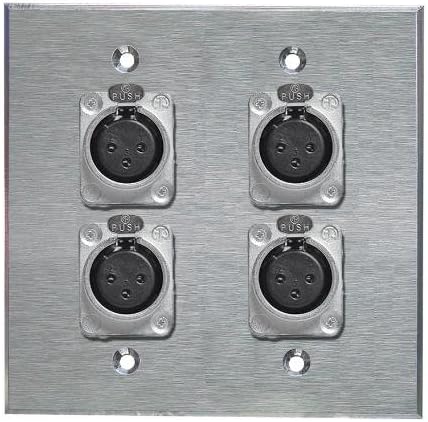 Stainless Steel XLR Wall Plate Dual Gang Neutrik XLR-Female Jack