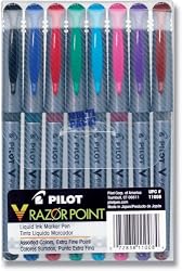 Pilot V Razor Point Extra Fine Marker Pen Assorted Color 8-Pack Pouch, 11008