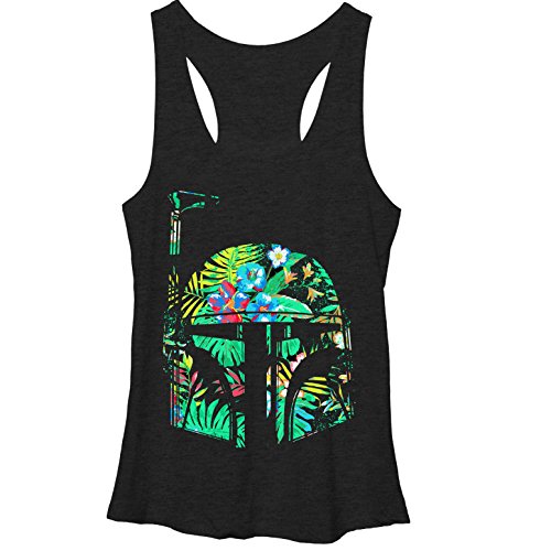 Star Wars Hawaiian Print Boba Fett Helmet Womens Graphic Racerback Tank