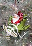 3.5 Santa Claus Pilot Flying Airplane Glitter Christmas Ornament