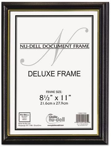 GLOLITE NUDELL, LLC Value Pack Deluxe Wood Document Frames, 8.5 x 11, Black w/Gold Stripe, 18/Carton (17181)
