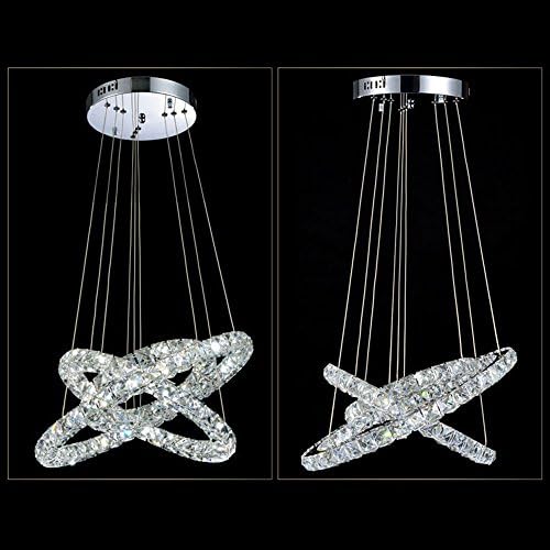 LED Crystal Ceiling Pendant Chandeliers Lights Lamps Lighting for Bedroom Dining Room Living Room Hotel with 3 Rings D405060 Ac 100 to 240v LED SMD Chip Source Cool White