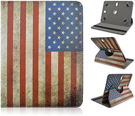 Hipstreet - Phoenix - 10" inch Tablet USA American Flag Universal Case Cover - Adjustable 360 Rotating Stand Design