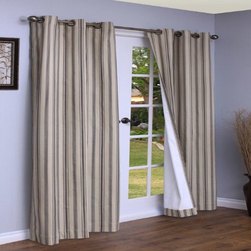 Insulated Curtains - Stripe Grommet Top - Pair