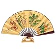 Handmade Folding Decorative Wall Fan With Stand - Chinese Orchid & Plum Blossom Design