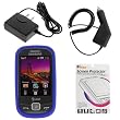 GTMax Rapid Car Charger + Home Travel Charger + Blue Rubberized Hard Cover Case + LCD Screen Protector for AT&T Samsung Flight A797