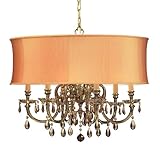 IMAGE OF Crystorama Novella Ornate Cast Brass 1 Tier Chandelier with Golden Teak Majestic Wood Polished Crystal
