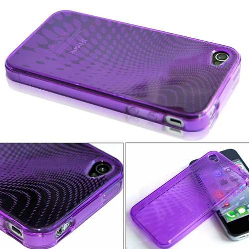 Raindrop TPU Silicone Case Cover Skin for Apple iPhone 4 4G 4s AT&T Verizon Purple