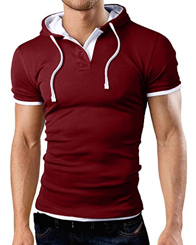 StyleDome Men`s Hipster Hip Hop Slim Fit Cotton Hoodies Short Sleeve Sweatshirt