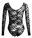 Forever Womens Plus Size Long Sleeves Floral Lace Bodysuit Button Fastening At Bottom