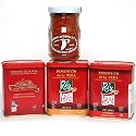 Artisan Spanish smoked paprika bundle, Traditional, Hot and Sweet Pimenton from La Vera region and Piment d'Espelette pepper. Set of 3 tins and one jar.