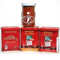 Artisan Spanish smoked paprika bundle, Traditional, Hot and Sweet Pimenton from La Vera region and Piment d'Espelette pepper. Set of 3 tins and one jar.