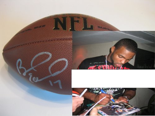 BRAYLON EDWARDS,SAN FRANCISCO 49ERS,NINERS,SF,MICHIGAN WOLVERINES,NEW YORK JETS,BROWNS,SIGNED NFL FOOTBALL WITH PROOF + COA