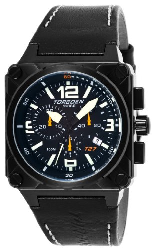 Torgoen Swiss Men s T27101 T27 Chronograph Black Ion-Plated Aviation Watch