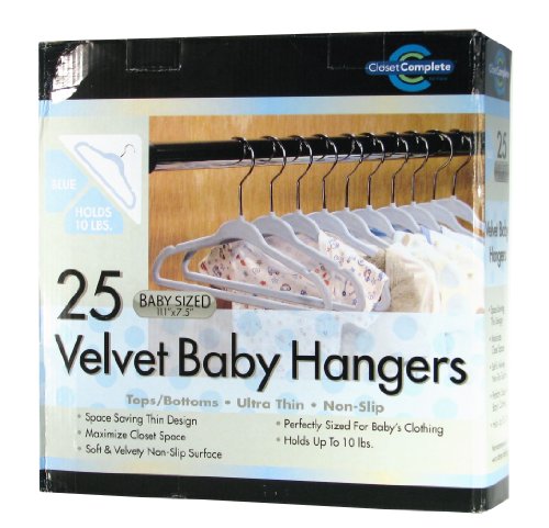 Closet Complete Baby Size Ultra Thin No Slip Velvet Hangers, Baby Powder Pink, Set of 25