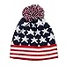 American Flag Pom Knit Beanie - Navy