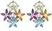 Sterling Silver Blue Topaz, Peridot, Citrine and Amethyst w/ White Sapphire Accent Flower Earrings