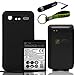 3500mAh Extended Battery And Cover For HTC Droid Incredible 2 II S710E, External Wall Charger With USB Port, Exclusive Aluminum Touch Pen, Black And Green Color Key Chain Kit (Note: NOT FOR DROID 1)