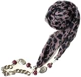 AN1225 Fashion Leopard Print Infinity Scarf with Chain - Purple - One Size