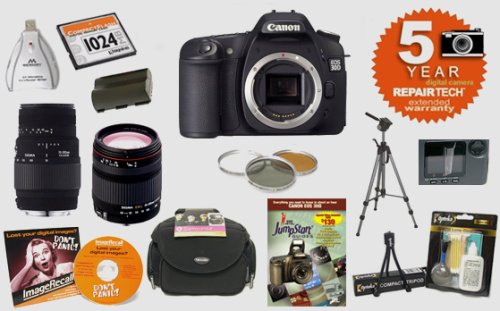 Canon EOS 30D Digital SLR Camera + 2 Sigma Lenses + 5 Year Warranty + 1GB Pro Accessory Kit