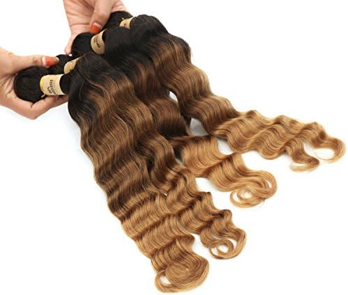 Nface Human Hair Extension weft weave weaving Deep Wave 3 Tones Ombre Brazilian 1b/33/27 Natural Black/Dark Auburn/Honey Blonde 14"16"18"20"